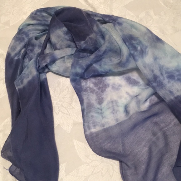 Leith Tie-Dye Scarf - NWOT - Blues - Picture 2 of 8